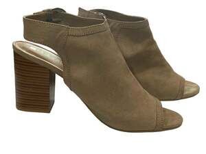 Dolcetta Libbie Size 11M Beige Suede Peep Toe Slingback Block Heel Booties